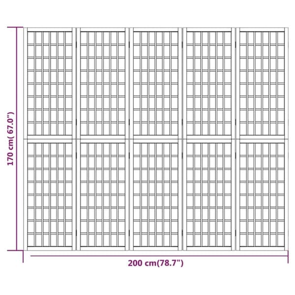5-panels rumdeler 200x170 cm foldbar japansk stil sort - Rumdeler - Rumdelere - Home & Living