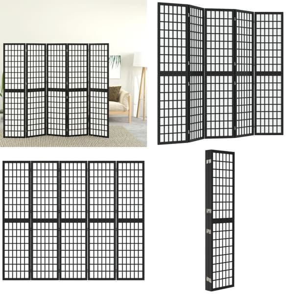 5-panels rumdeler 200x170 cm foldbar japansk stil sort - Rumdeler - Rumdelere - Home & Living