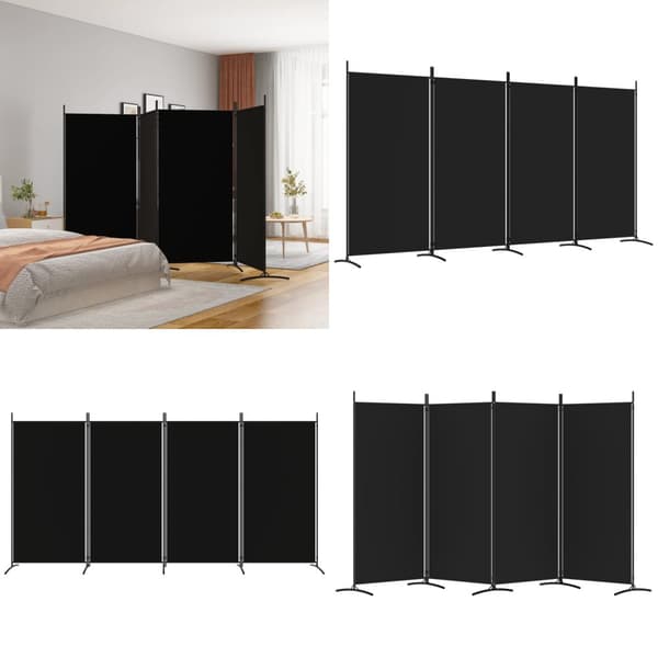 4-panels rumdeler 346x180 cm stof sort - Rumdeler - Rumdelere - Home & Living