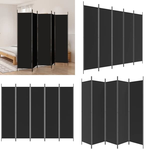 5-panels rumdeler 250x200 cm stof sort - Rumdeler - Rumdelere - Home & Living