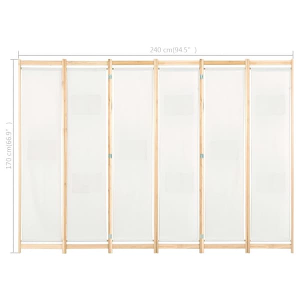 6-panelers rumdeler 240 x 170 x 4 cm stof cremefarvet - Rumdeler - Rumdelere - Home & Living