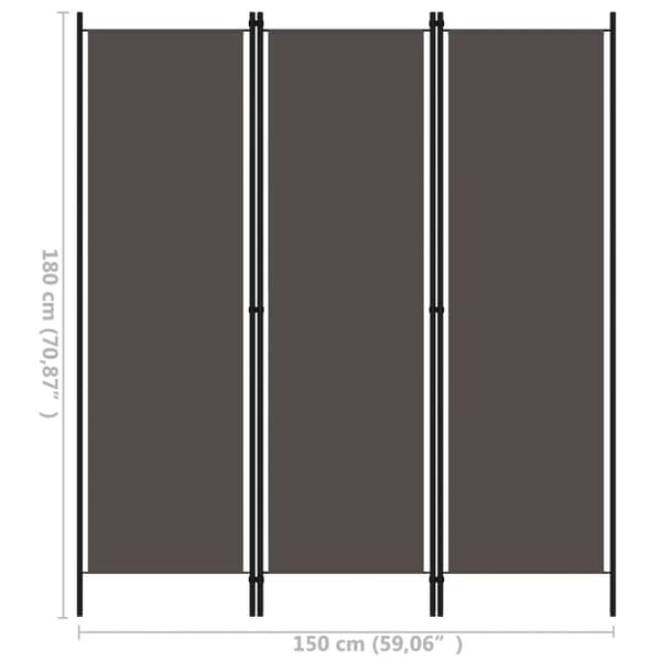 3-panels rumdeler 150 x 180 cm antracitgrå - Rumdeler - Rumdelere - Home & Living