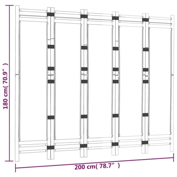 5-panels rumdeler 200 cm foldbar bambus og kanvas - Rumdeler - Rumdelere - Home & Living