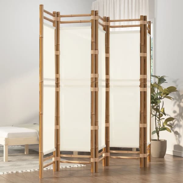 5-panels rumdeler 200 cm foldbar bambus og kanvas - Rumdeler - Rumdelere - Home & Living