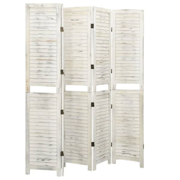 5-panels rumdeler 178,5x166 cm massivt træ antik hvid - Rumdeler - Rumdelere - Home & Living