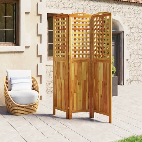 3-panels rumdeler 121,5x2x180 cm massivt akacietræ - Rumdeler - Rumdelere - Home & Living