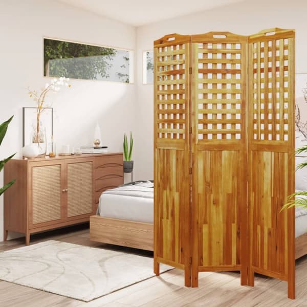 3-panels rumdeler 121,5x2x180 cm massivt akacietræ - Rumdeler - Rumdelere - Home & Living