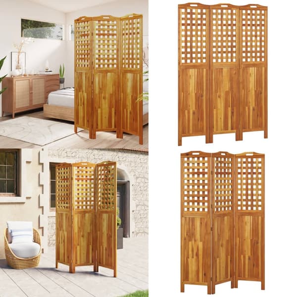 3-panels rumdeler 121,5x2x180 cm massivt akacietræ - Rumdeler - Rumdelere - Home & Living