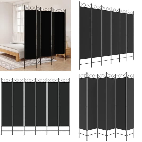 6-panels rumdeler 240x200 cm stof sort - Rumdeler - Rumdelere - Home & Living