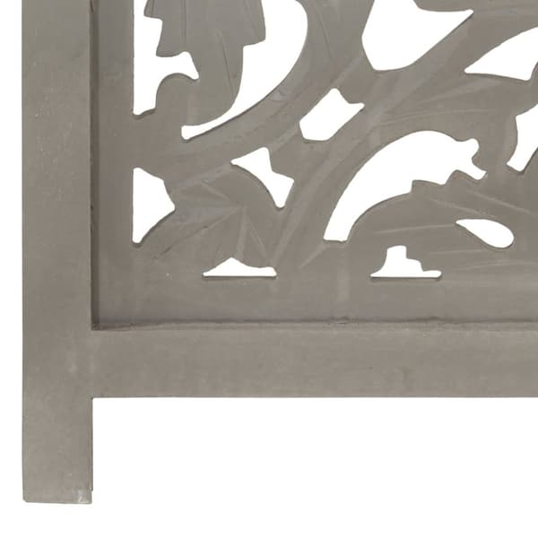 3-panels rumdeler håndskåret 120 x 165 cm massivt mangotræ grå - Rumdeler - Rumdelere - Home & Living