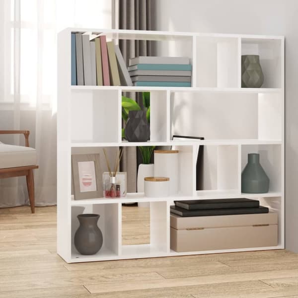 Bogreol/rumdeler 105x24x102 cm spånplade hvid højglans - Bogreol - Bogreoler - Home & Living