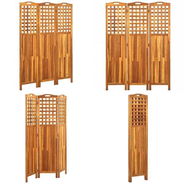 3-panels rumdeler 121x2x170 cm massivt akacietræ - Rumdeler - Rumdelere - Home & Living