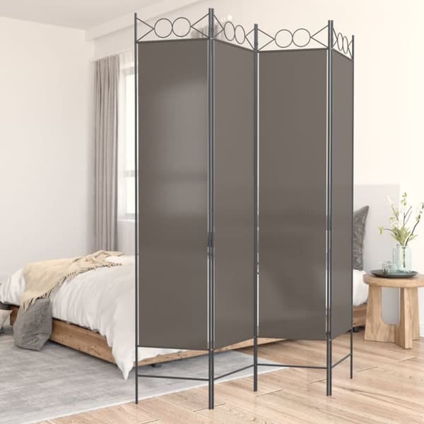Rumsavdelare 4 paneler antracit 160x200 cm tyg