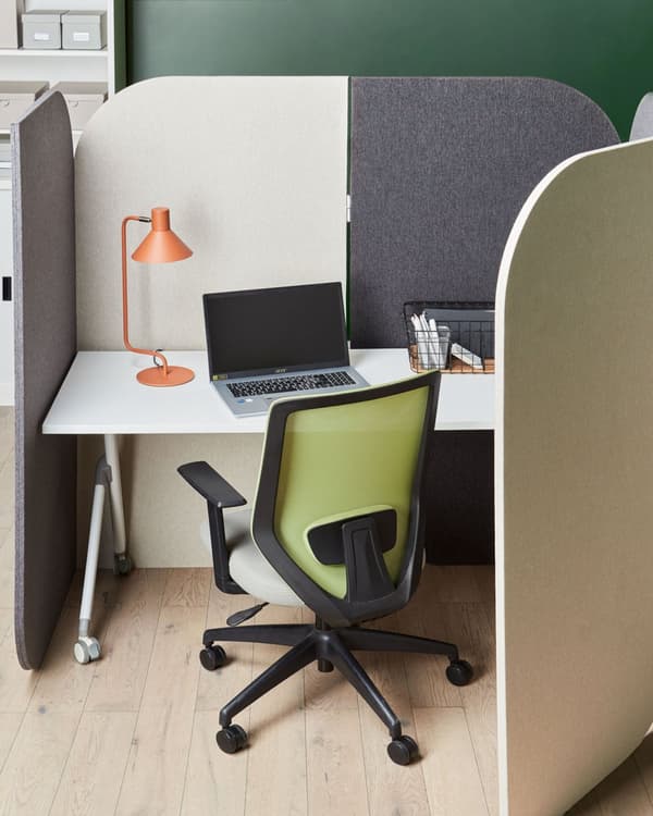 Akustisk Romdeler Grå og Beige Polyester Stålramme 5 Paneler Dekorativ Skjerm Skillevegg