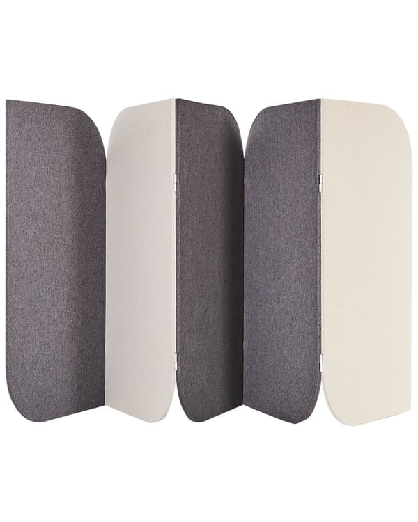 Akustisk Romdeler Grå og Beige Polyester Stålramme 5 Paneler Dekorativ Skjerm Skillevegg