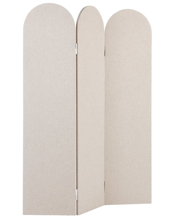 Romdeler Beige Polyester Stålramme 3 Paneler Dekorativ Skjerm Skillevegg