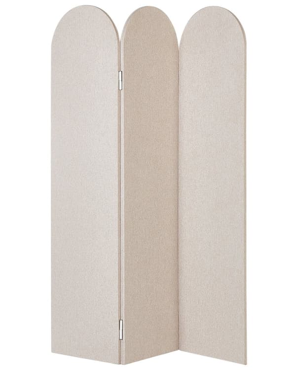 Romdeler Beige Polyester Stålramme 3 Paneler Dekorativ Skjerm Skillevegg