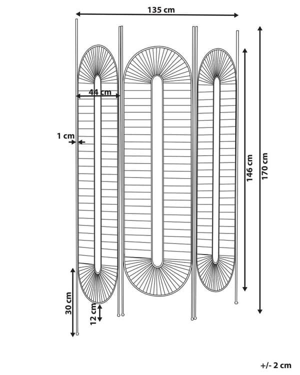 Rumdeler Sort Jern 135 x 170 cm Dekorativ Skærmvæg Paravent til Indendørs Kontor
