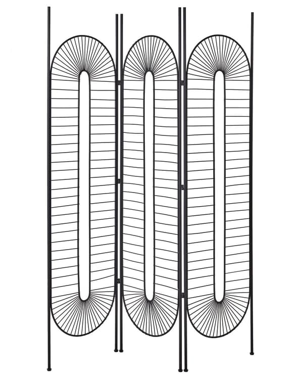 Rumdeler Sort Jern 135 x 170 cm Dekorativ Skærmvæg Paravent til Indendørs Kontor
