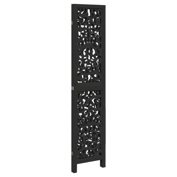 vidaXL Romdeler 3 paneler svart heltre keisertre
