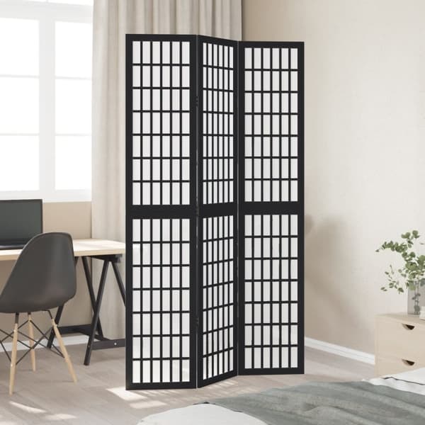 vidaXL Romdeler 3 paneler svart heltre keisertre
