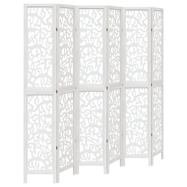 vidaXL Romdeler 6 paneler hvit heltre keisertre