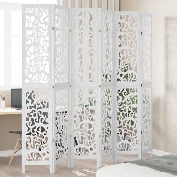 vidaXL Romdeler 6 paneler hvit heltre keisertre