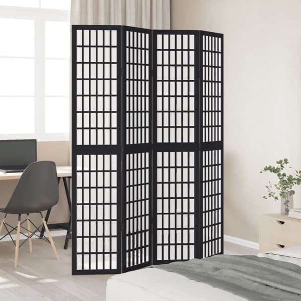 vidaXL Romdeler 4 paneler svart heltre keisertre