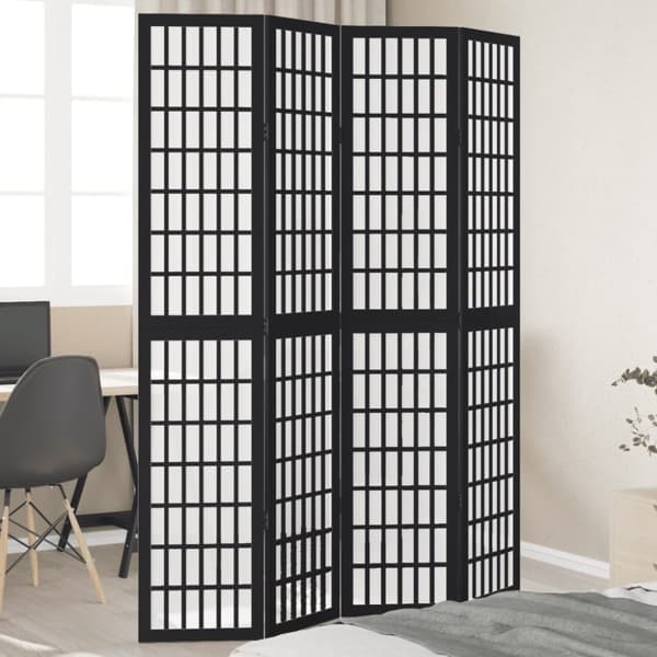 vidaXL Romdeler 4 paneler svart heltre keisertre