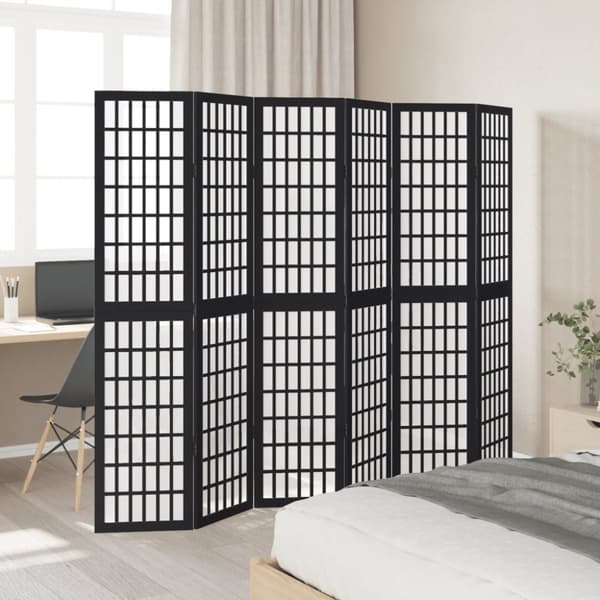 vidaXL Romdeler 6 paneler svart heltre keisertre