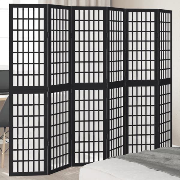 vidaXL Romdeler 6 paneler svart heltre keisertre