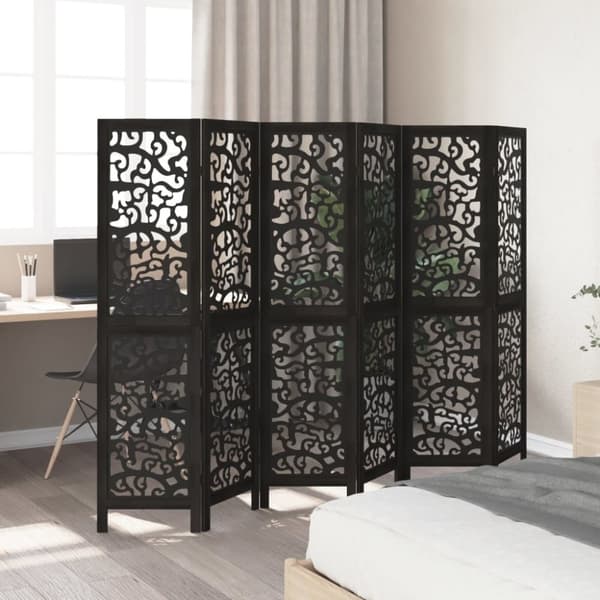 vidaXL Romdeler 6 paneler svart heltre keisertre
