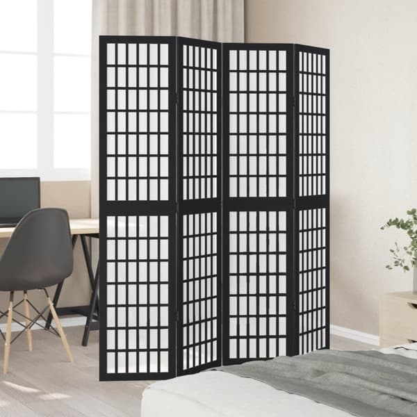 vidaXL Romdeler 4 paneler svart heltre keisertre