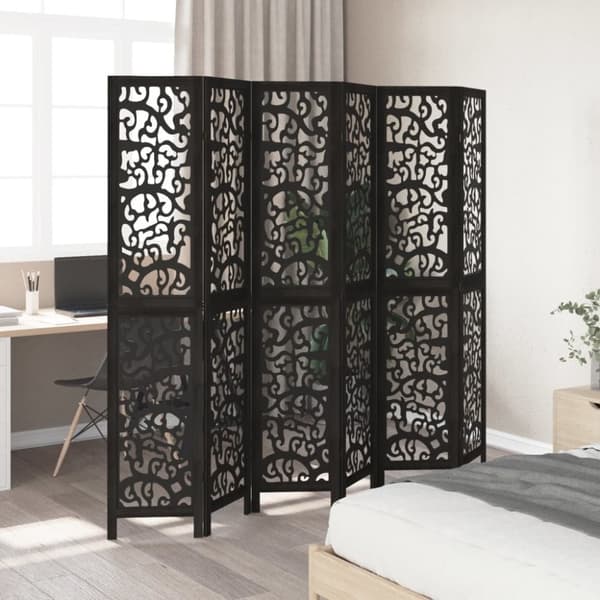 vidaXL Romdeler 6 paneler svart heltre keisertre