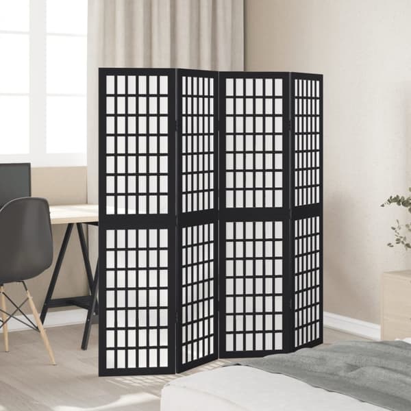 vidaXL Romdeler 4 paneler svart heltre keisertre