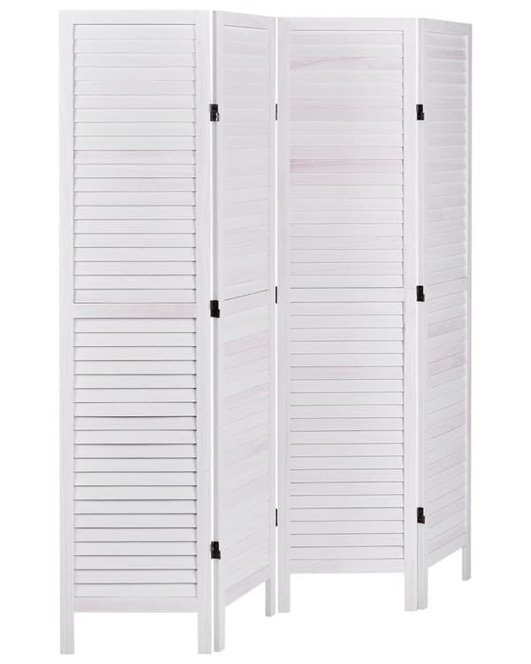 Romdeler Off-white Poppeltre 170 x 163 cm 4 paneler Dekorativ Sammenleggbar Retro stil Skjermvegg