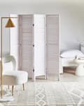 Miniatyrbillede 2 af 8: 4-panels rumskærm råhvid paulownia træ krydsfiner folde dekorative til stuen traditionelt design