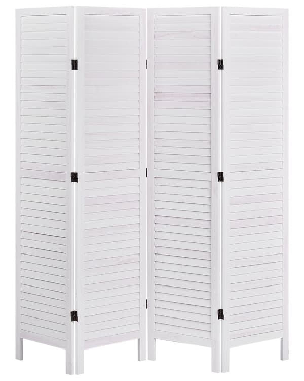 4-panels rumskærm råhvid paulownia træ krydsfiner folde dekorative til stuen traditionelt design
