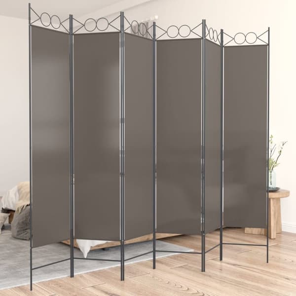 Rumsavdelare 6 paneler antracit 240x200 cm tyg