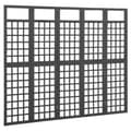 Miniatyrbild 2 av 2: Rumsavdelare/Spaljé 5 paneler massiv gran svart 201,5x180 cm