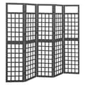 Miniatyrbild 1 av 2: Rumsavdelare/Spaljé 5 paneler massiv gran svart 201,5x180 cm
