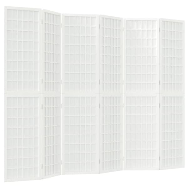 Rumsavdelare med 6 paneler japansk stil 240x170 cm vit
