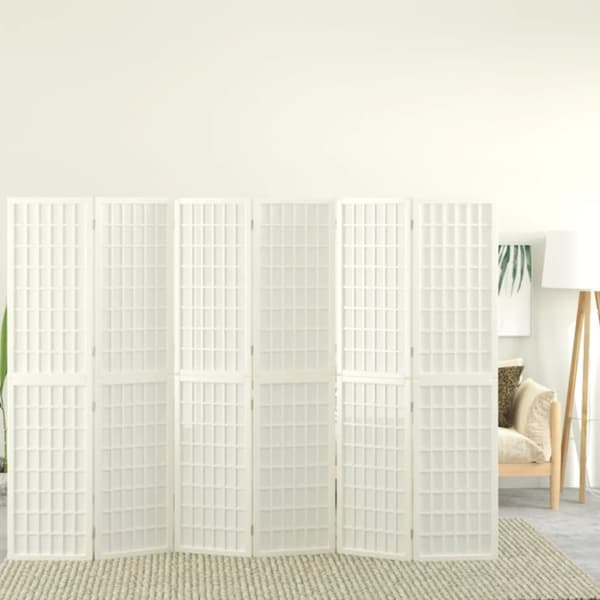 Rumsavdelare med 6 paneler japansk stil 240x170 cm vit