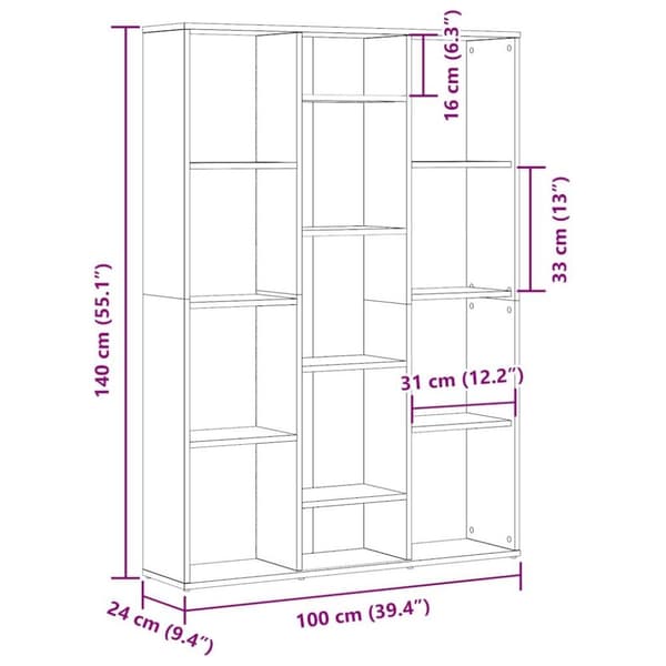 vidaXL Rumsavdelare/bokhylla ek 100x24x140 cm konstruerat trä