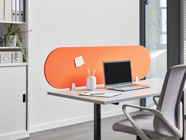 Skillevegg Oransje PET-plate 160 x 40 cm Akustisk skjerm Modulære Monteringsklemmer Hjemmekontor