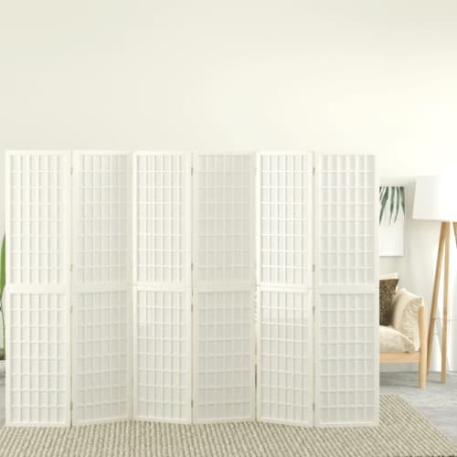 Rumsavdelare med 6 paneler japansk stil 240x170 cm vit