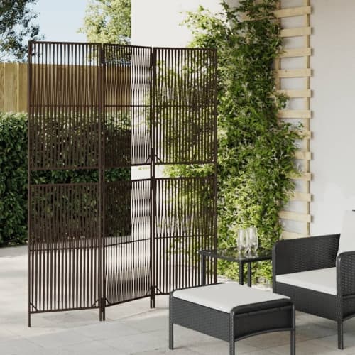Rumsavdelare 3 paneler brun konstrottning