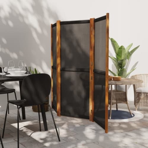 Rumsavdelare 3 paneler svart 210x180 cm