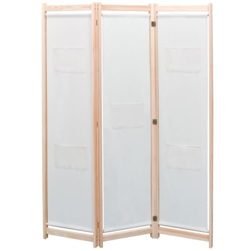 Rumsavdelare 3 paneler gräddvit 120x170x4 cm tyg