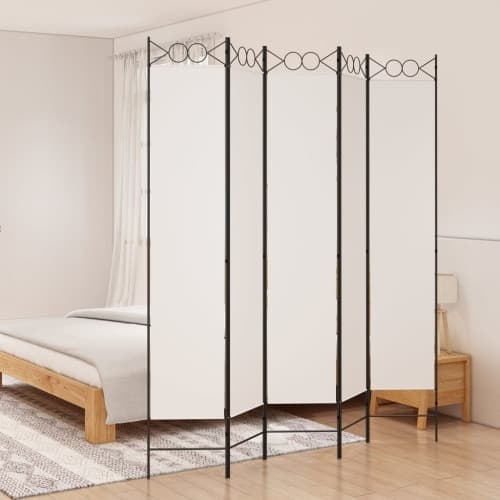 Rumsavdelare 5 paneler vit 200x220 cm tyg